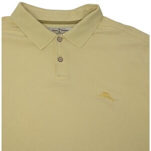 Tommy Bahama Mens Polo Shirt Yellow XXL Pima Cotton Blend Embroidered Marlin